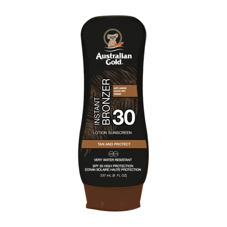 Australian Gold - Instant Bronzer - Lotion Sunscreen - Tan And Protect - Very Water Resistant