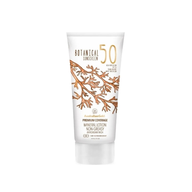 Australian Gold - Premium Coverage - Botanical Sunscreen - Mineral Lotion Non-Greasy - Antioxidant Rich - Very Water Resistant - SPF 50