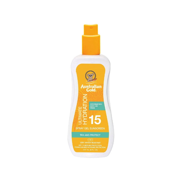 Australian Gold - Ultimate Hydration - Spray Gel Sunscreen - Tan And Protect - Very Water Resistant - SPF 15