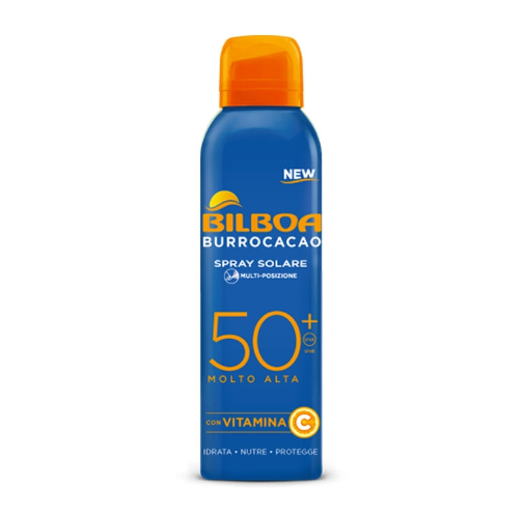 Bilboa - BurroCacao - Spray Solare Multi-Posizione - Con Vitamina C - SPF 50+ Molto Alta