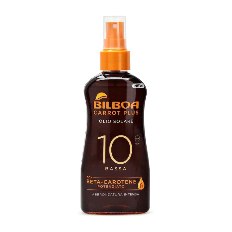 Bilboa - Carrot Plus - Olio Solare - Con Beta-Carotene Potenziato - Abbronzatura Intensa - SPF 10 Bassa