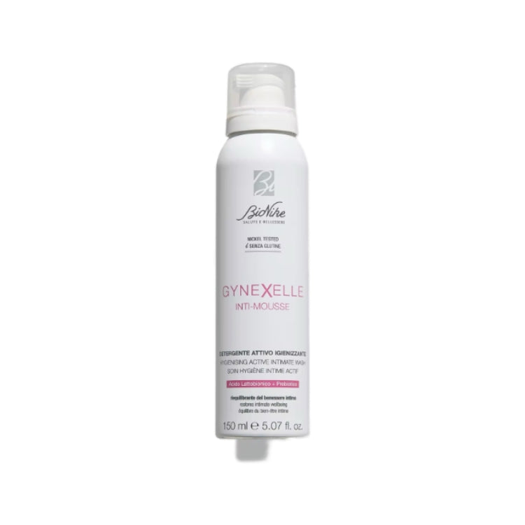BioNike - Gynexelle Inti-Mousse - Detergente Attivo Igienizzante - Hygienising Active intimate Wash - Soin Hygiène Intime Actif - Acido Lattobionico + Prebiotico - Riequilibrante Del Benessere Intimo