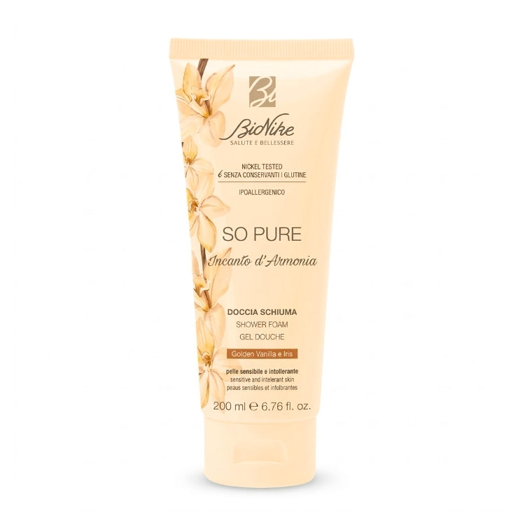 BioNike - So Pure - Incanto d'Armonia - Doccia Schiuma - Shower Foam - Gel Douche - Golden Vanilla & Iris - Pelle Sensibile & Intollerante