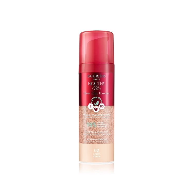 Bourjois - Healty Mix - Glow Tint Essence - Clean & Vegan - Vitamins - Cranberry Extract - Bare-Skin Glow Tint - Up To 24H Hydration