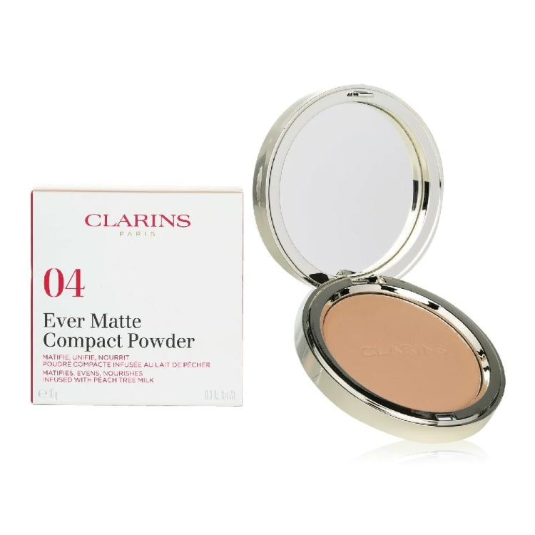Clarins - Ever Matte Compact Powder - Matifie Unifie Nourrit Poudre Compacte Infusée Au Lait De Pécher - Matifies Evens Nourishes Infused With Peach Tree Milk