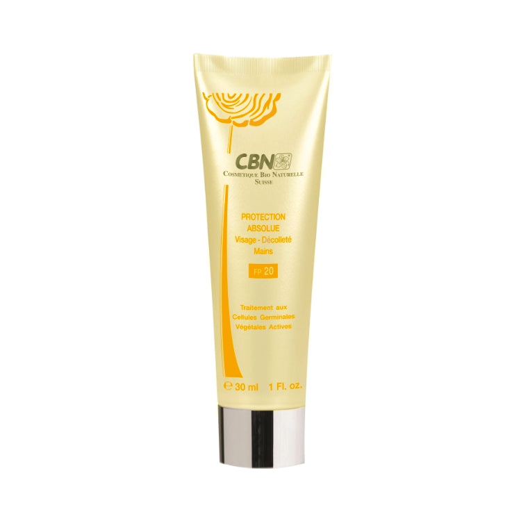 Cosmetique Bio Naturelle Suisse - Protection Absolue - Visage-Décolleté Mains - FP 20 - Traitement Aux Cellules Germinales Végétales Actives