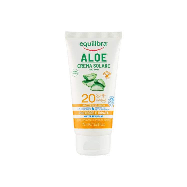 Equilibra - Aloe - Crema Solare - Sun Cream - Protegge & Idrata - Water Resistant - SPF 20