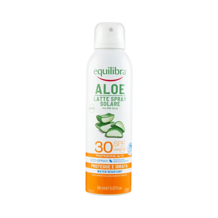 Equilibra - Aloe - Latte Spray Solare - Sun Milk Spray - Protegge & Idrata - Water Resistant - SPF 30