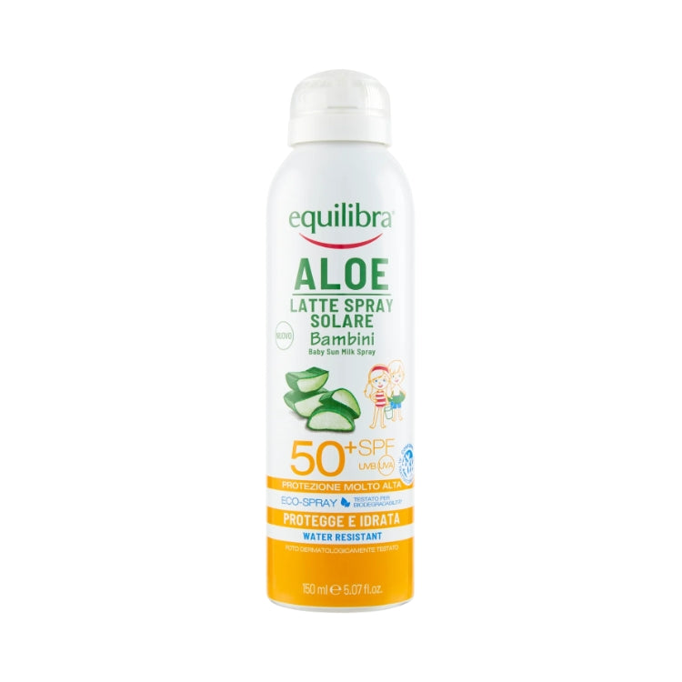 Equilibra - Aloe - Latte Spray Solare Bambini - Baby Sun Milk Spray - Protegge & Idrata - Water Resistant - SPF 50+