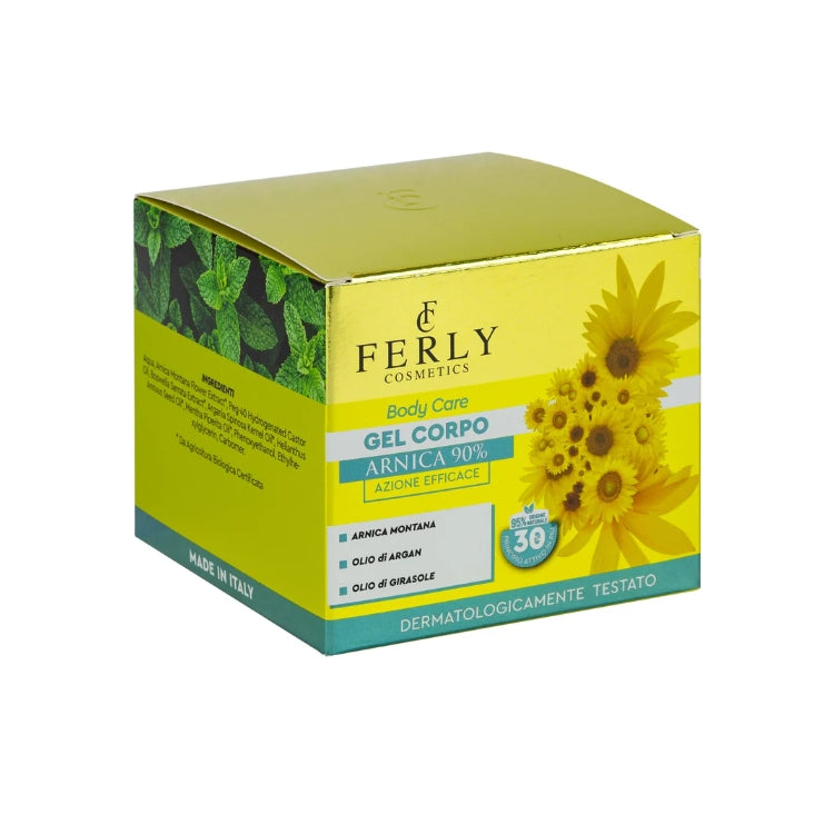 Ferly Cosmetics - Body Care - Gel Corpo Arnica 90% - Azione Efficace - Arnica Montana Olio Di Argan Olio Di Girasole - Dermatologicamente Testato