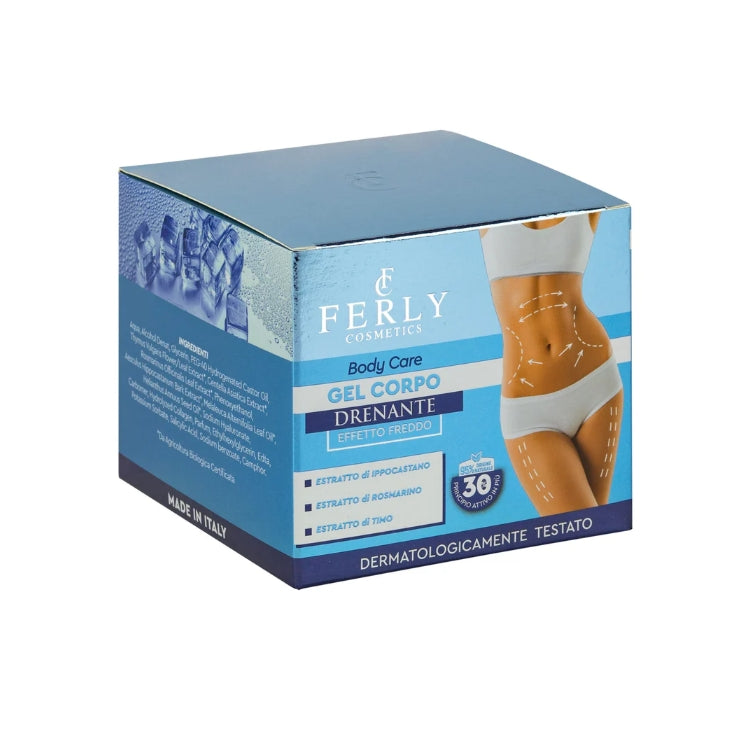 Ferly Cosmetics - Body Care - Gel Corpo Drenante - Effetto Freddo - Estratto Di Ippocastano Estratto Di Rosmarino Estratto Di Timo - Dermatologicamente Testato