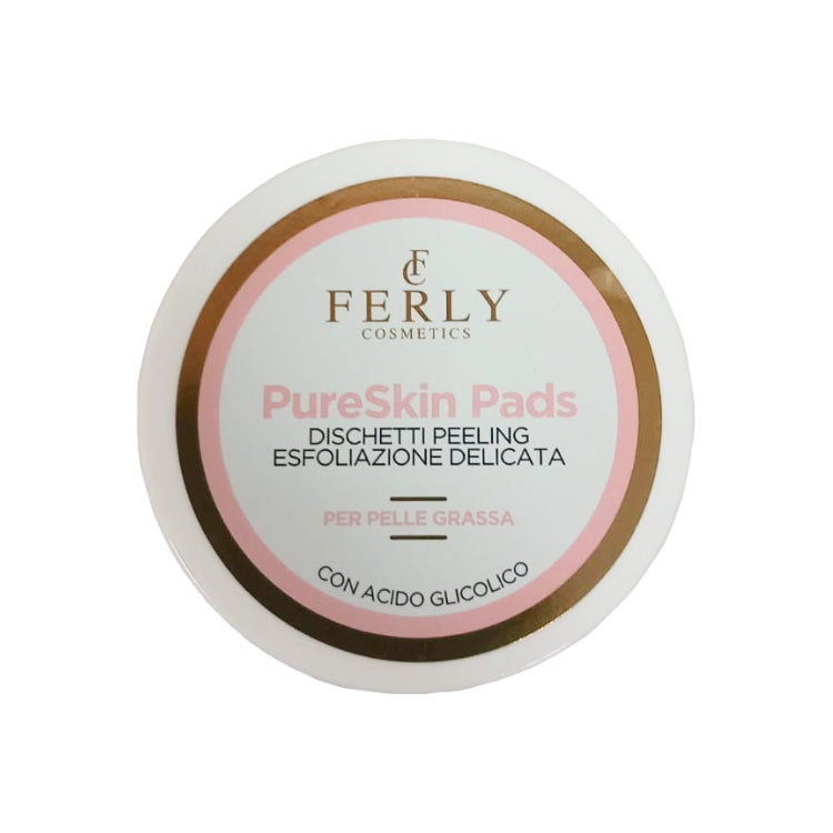 Ferly Cosmetics - PureSkin Pads - Dischetti Peeling Esfoliazione Delicata - Per Pelle Grassa - Con Acido Glicolico