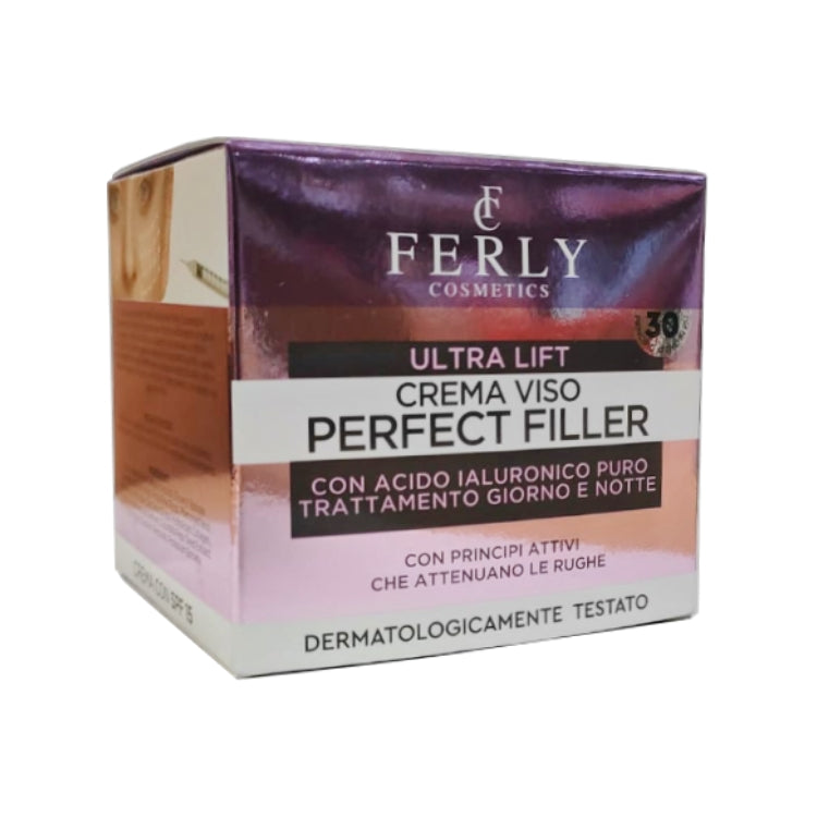 Ferly Cosmetics - Ultra Lift - Crema Viso Perfect Filler - Con Acido Ialuronico Puro - Trattamento Giorno & Notte - Con Principi Attivi Che Attenuano Le Rughe - Dermatologicamente Testato - SPF 15