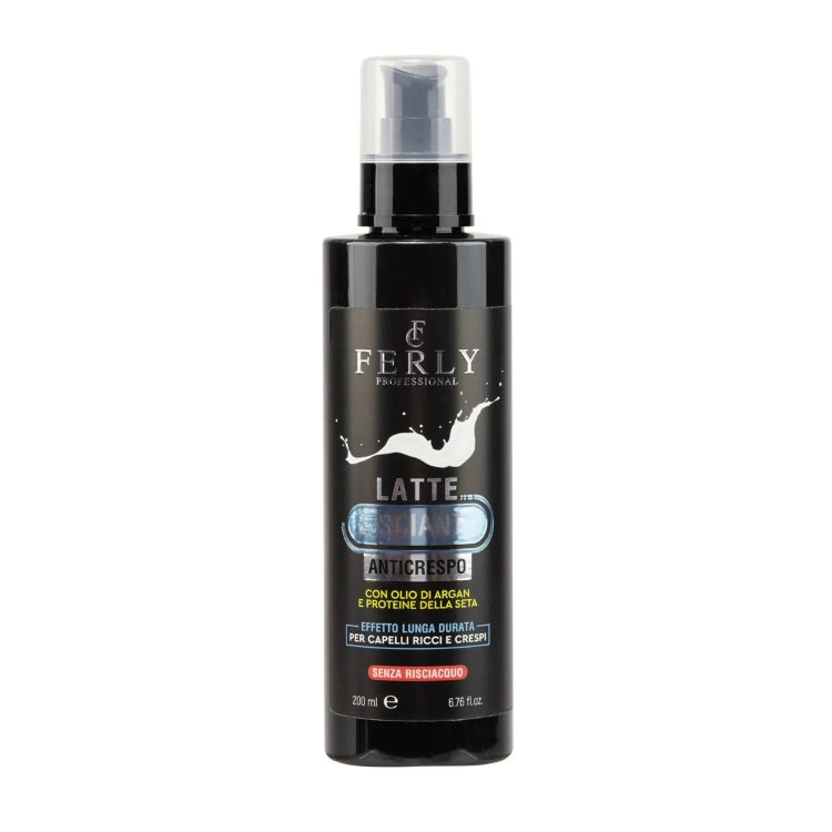Ferly Professional - Latte Lisciante Anticrespo - Con Olio Di Argan & Proteine Della Seta - Effetto Lunga Durata - Per Capelli Ricci & Crespi - Senza Risciacquo