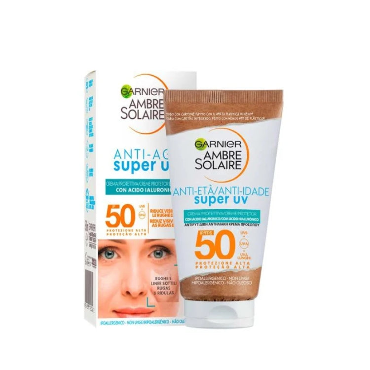 Garnier - Ambre Solaire - Anti-Age Super UV - Crema Protettiva Con Acido Ialuronico - SPF 50