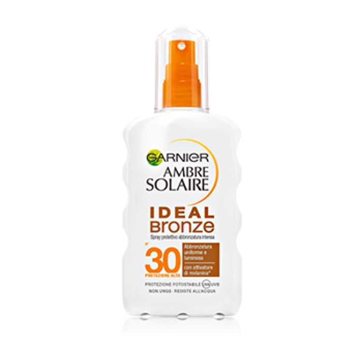 Garnier - Ambre Solaire - Ideal Bronze - Spray Protettivo Abbronzatura Intensa - Abbronzatura Uniforme & Luminosa - Con Attivatore Di Melanina - IP 30 - Protezione Alta