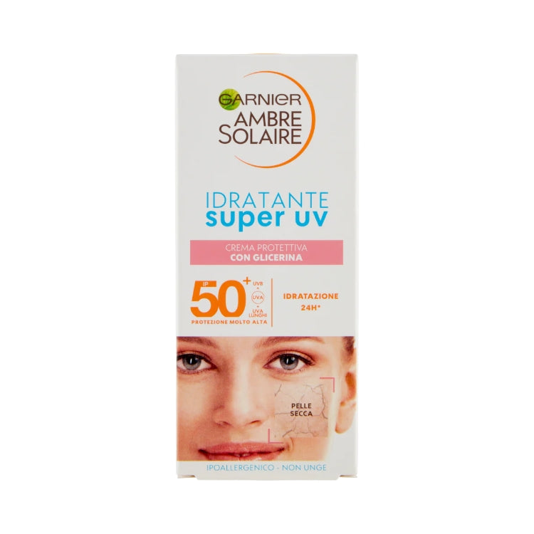 Garnier - Ambre Solaire - Nuovo Idratante Hydratacão Super UV - Crema Protettiva/Creme Protetor De Rosto - Con Glicerina/Com Glicerina - SPF/FPS 50+
