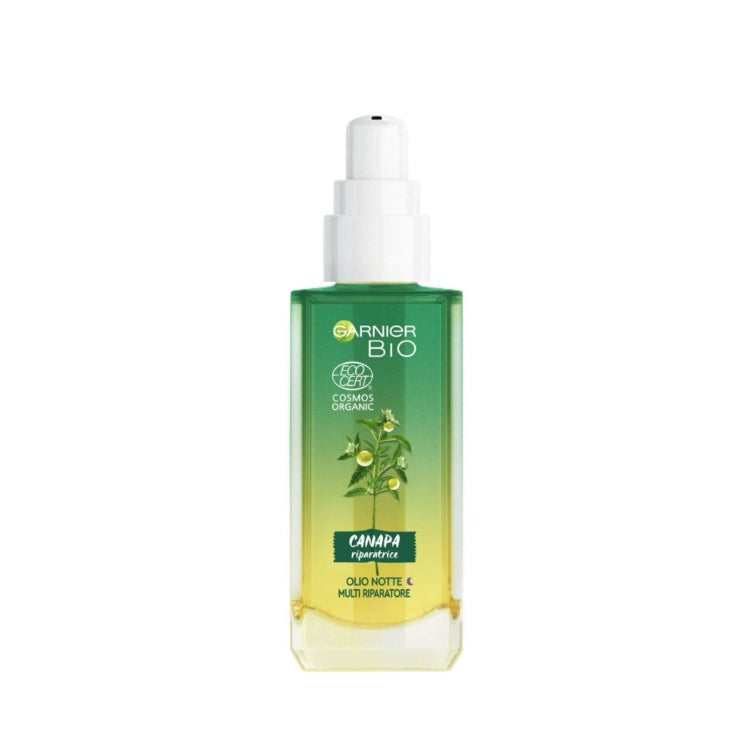 Garnier - Bio - Canapa Riparatrice - Olio Notte Multi Riparatore - [Olio Di Semi Di Canapa Biologico + Vitamina E] - Pelli Stressate Anche Sensibili