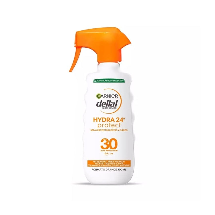 Garnier - Delial Ambre Solaire - Hydra 24H Protect - Spray Protector Rostro Y Cuerpo - FPS 30 - Alta Protección
