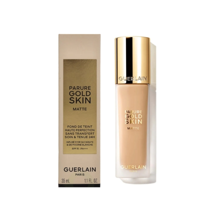 Guerlain - Parure Gold Skin Matte - Fond De Teint Haute Perfection Sans Transfert Soin & Tenue 24H - Infusé D'Or 24 Carats & De Pivoine Blanche - SPF 15 - Pa+++