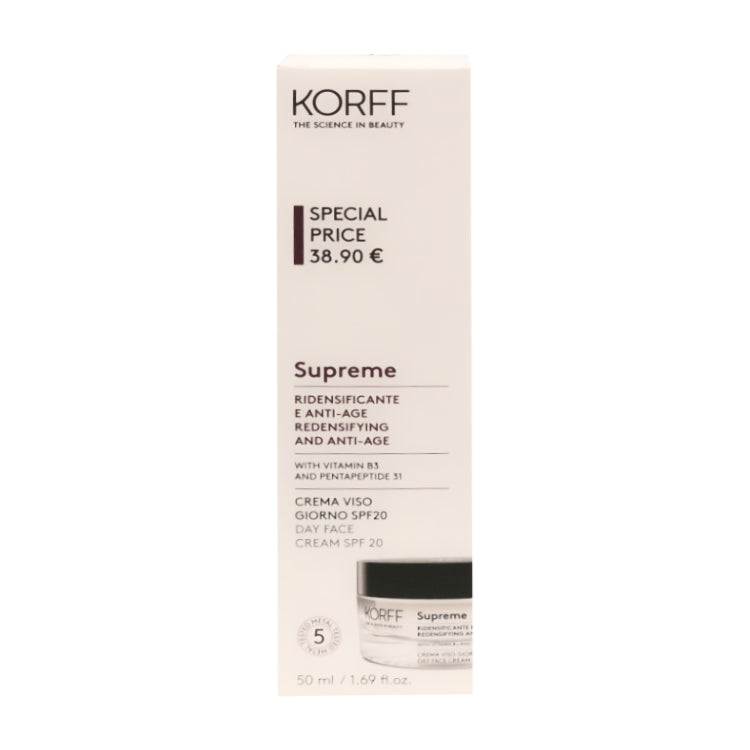 Korff - Supreme - Ridensificante E Anti-Age - Redensifying And Anti-Age - With Vitamin B3 And Pentapeptide 31 - Crema Viso Giorno SPF 20 - Day Face Cream SPF 20