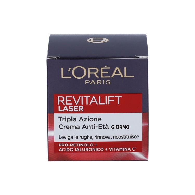 L'Oréal Paris - Revitalift Laser - Tripla Azione Crema Anti-Età - Giorno - Pro-Retinolo + Acido Ialuronico + Vitamina C