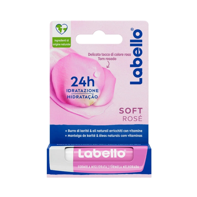 Labello - Balsamo Labbra - 24H+ Idratazione - + Burro DI Karité & Oli Naturali Arricchiti Con Vitamine - Delicato Tocco Di Colore