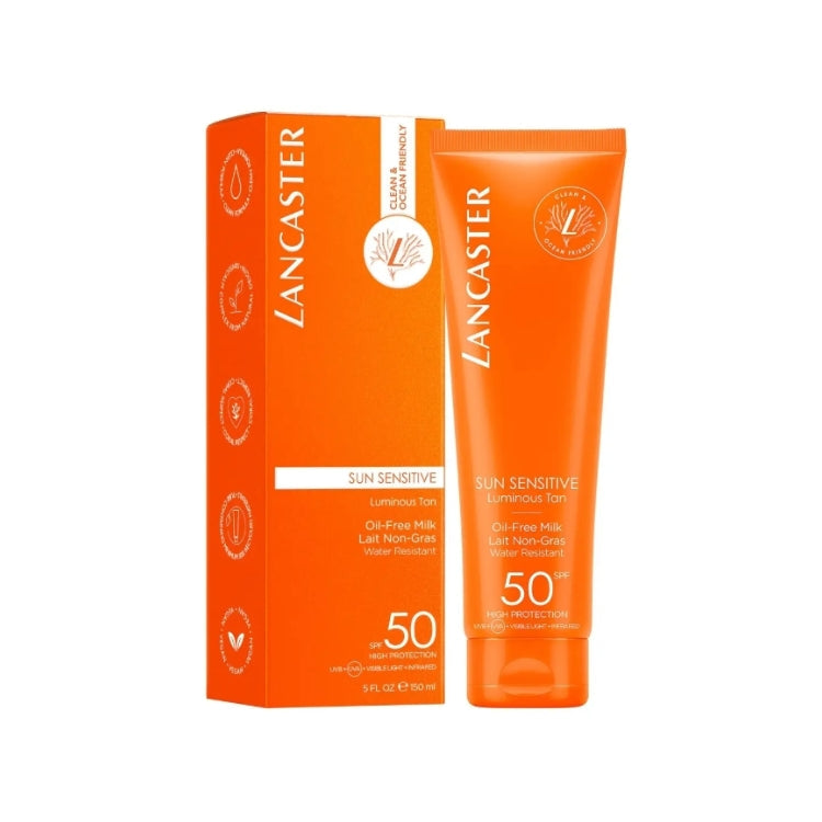 Lancaster - Sun Sensitive - Luminous Tan - Oil-Free Milk - Lait Non-Gras - Water Resistant - SPF 50+
