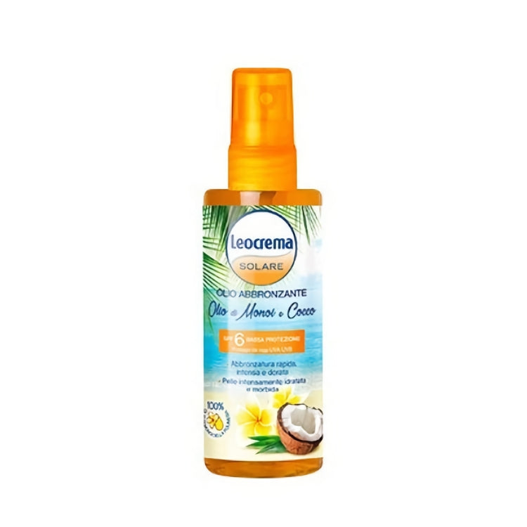 Leocrema - Solare - Olio Abbronzante - Olio di Monoi E Cocco - SPF 6 Bassa Protezione