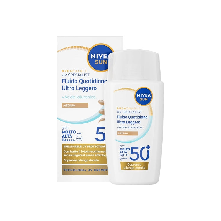 Nivea - Sun - UV Specialist - Fluido Quotidiano Ultra Leggero - Con Acido Ialuronico - SPF 50+ PA ++++