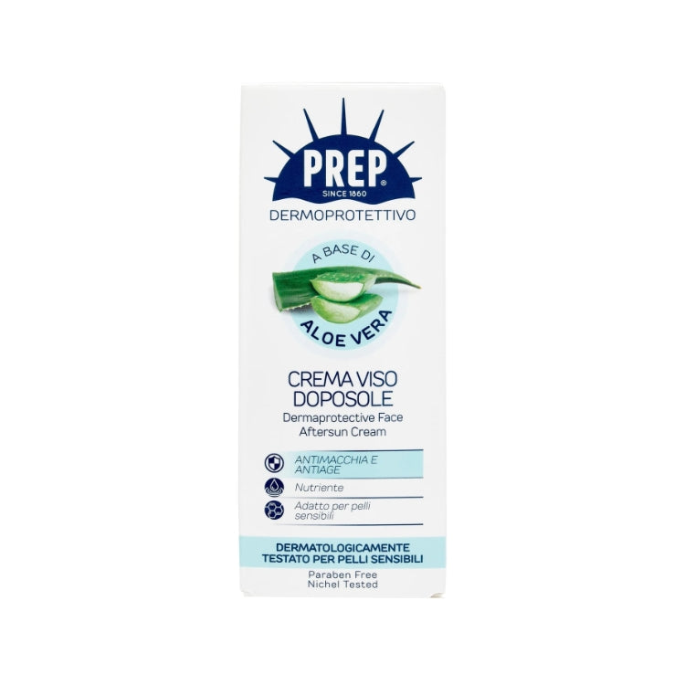 Prep - Dermoprotettivo - A Base Di Aloe Vera - Crema Viso Doposole - Dermaprotective Face Aftersun Cream - Anti-Macchia & Anti-Age