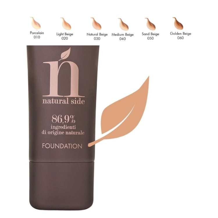 Pupa - N - Natural Side - 86,9% Ingredienti Di Origine Naturale - Foundation - Fondotinta Fluido Perfezionatore - SPF 6
