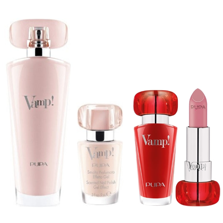Pupa - Vamp! - Cofanetto donna - Eau de Parfum - Smalto Profumato Effetto Gel - Rossetto Colore Estremo