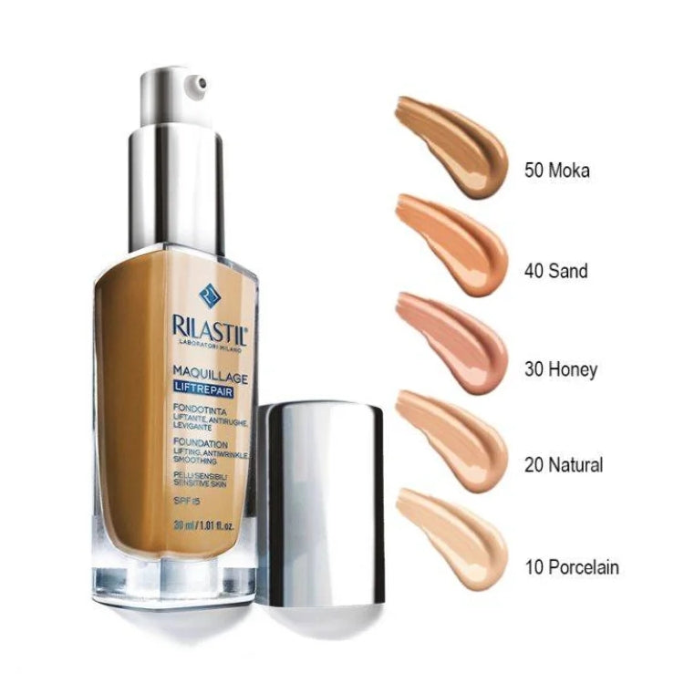 Rilastil - Maquillage Liftrepair - Fondotinta Liftante Antirughe Levigante - Foundation Lifting Antiwrinkle Smoothing - Pelli Sensibili - Sensitive Skin - SPF 15