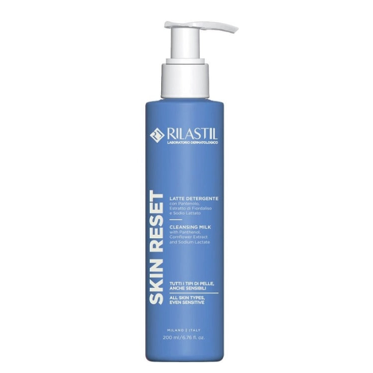 Rilastil - Skin Reset - Latte Detergente Con Pantenolo, Estratti di Fiordaliso & Sodio Lattato - Cleansing Milk - With Panthenol, Cornflower Extract And Sodium Lactate - Tutti i Tipi di Pelle - Anche Sensibili